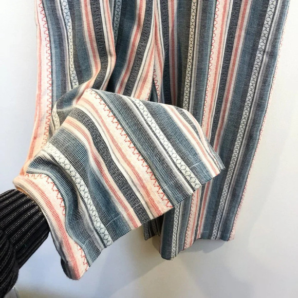 The Odells Striped V Neck Cropped Wide Leg Tassled Beach Vacation Romper XS - Picture 3 of 11